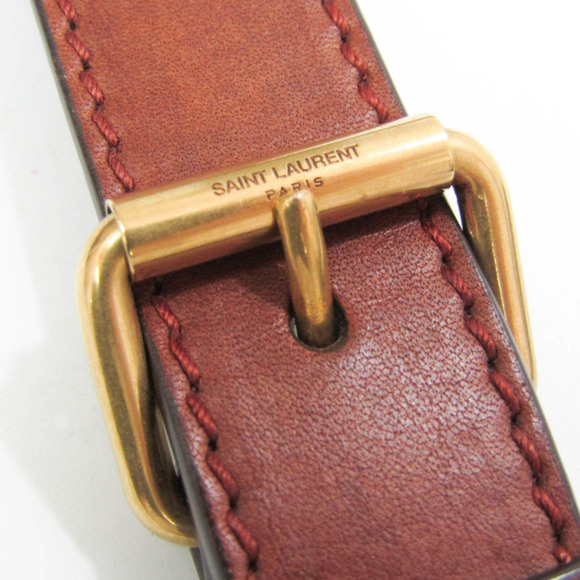 SAINT LAURENT Monogram Leather PVC Shoulder Bag in Dark Brown - Picture 9 of 14